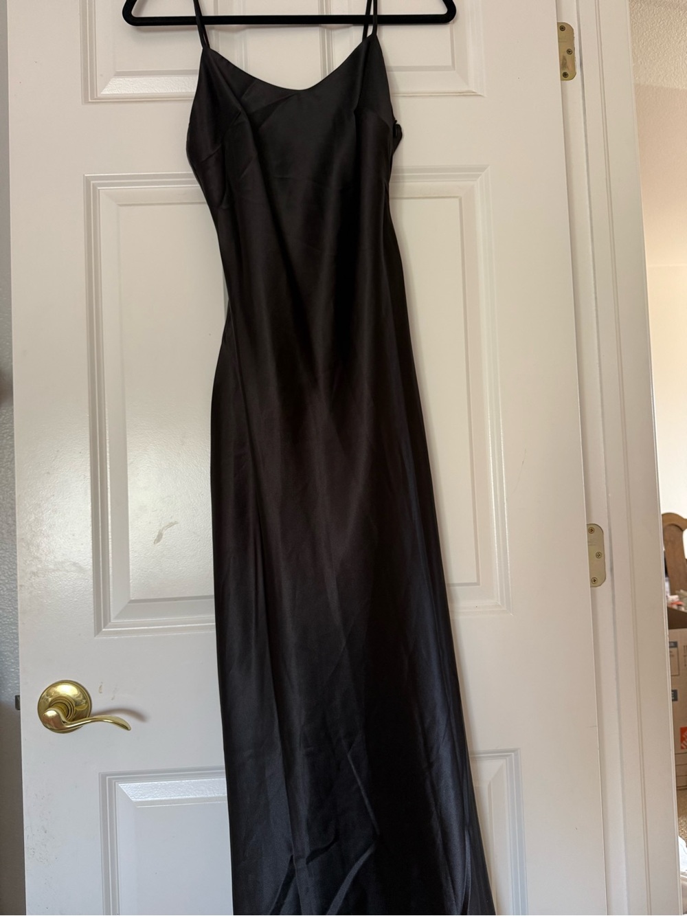 Princess Polly Black Satin Slip Maxi Dress